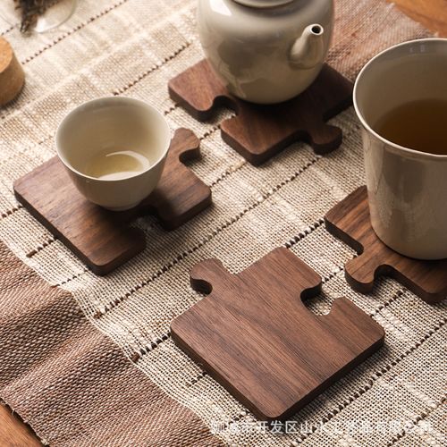 实木原木茶杯垫黑胡桃木杯垫茶道隔热垫木质杯托茶垫木制茶托日式